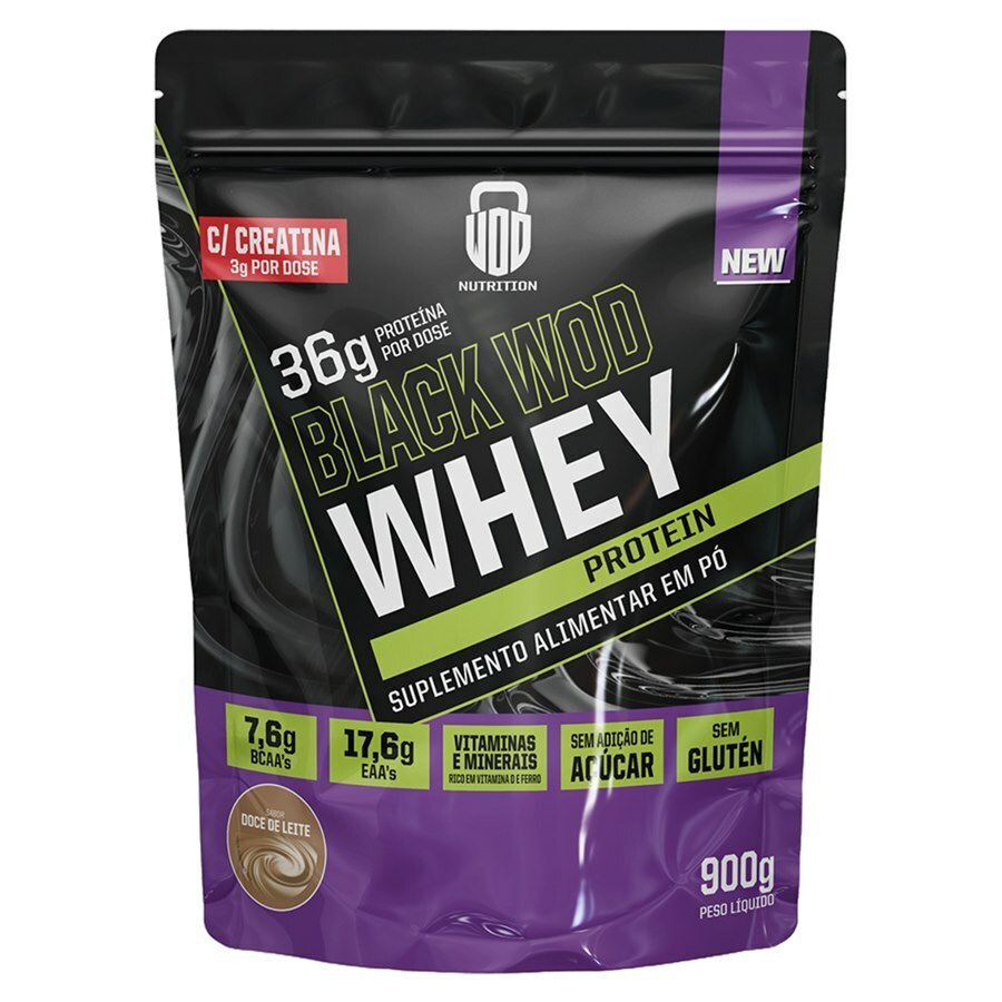 Whey Protein Com Creatina Black Wod Doce De Leite 900g - Validade Julho/2026