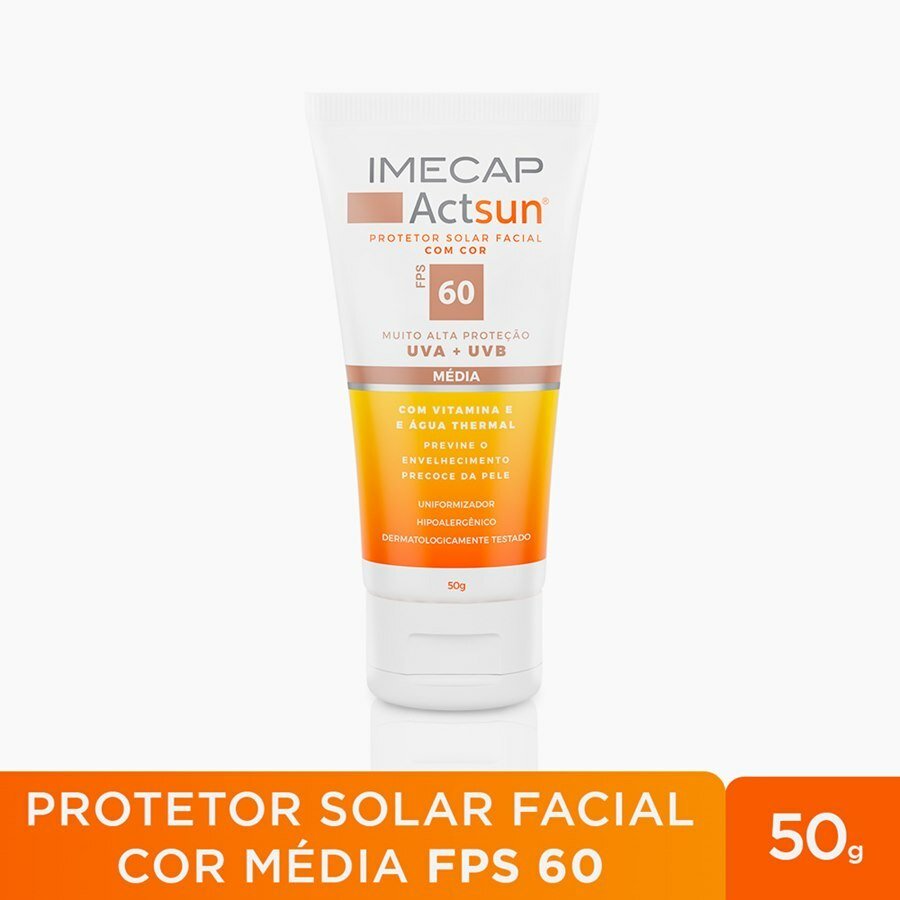 Protetor Solar Facial Imecap Actsun Fps 60 Cor Média 50g