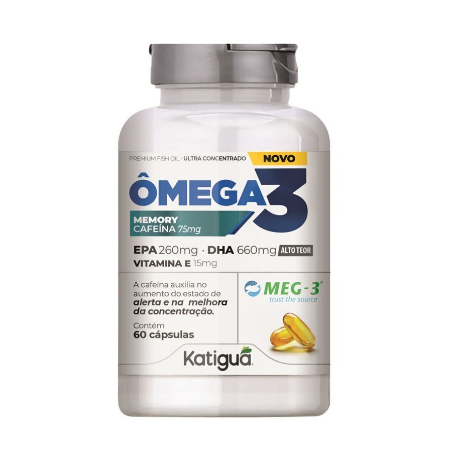 Ômega 3 Memory Vitamina E + Cafeína Meg-3 Katiguá 60 Cápsulas