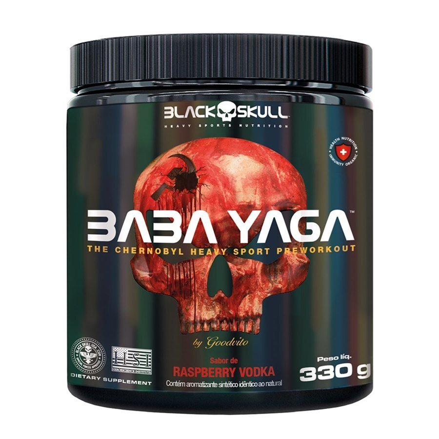 Pré-Treino Black Skull Baba Yaga Sabor Raspberry Vodka 330g